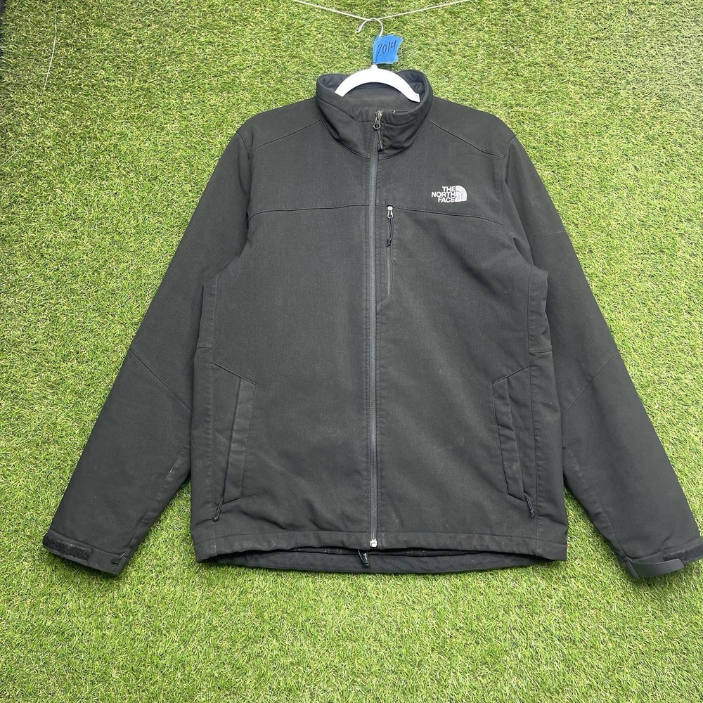 The North Face Softshell Jacket Mens Large Full Zip Fleece Black TNF Apex Hiking
